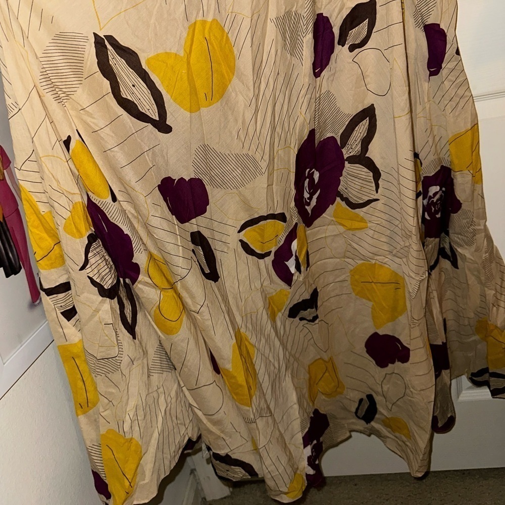 Moulinette Soeurs Anthropologie women’s tan floral printed maxi dress cotton 2 - Picture 5 of 11